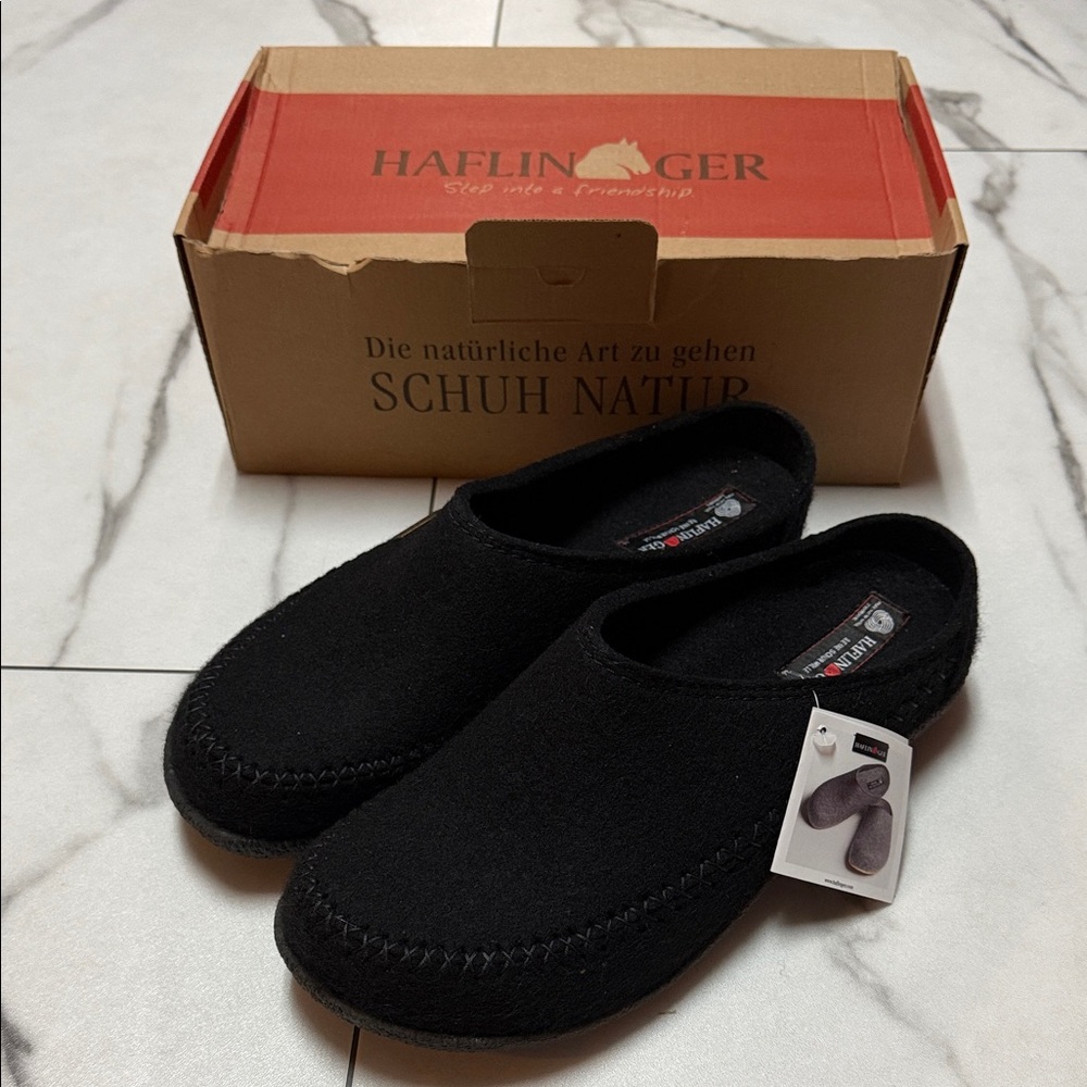 Haflinger Black Men's Loafers Slippers Size 46